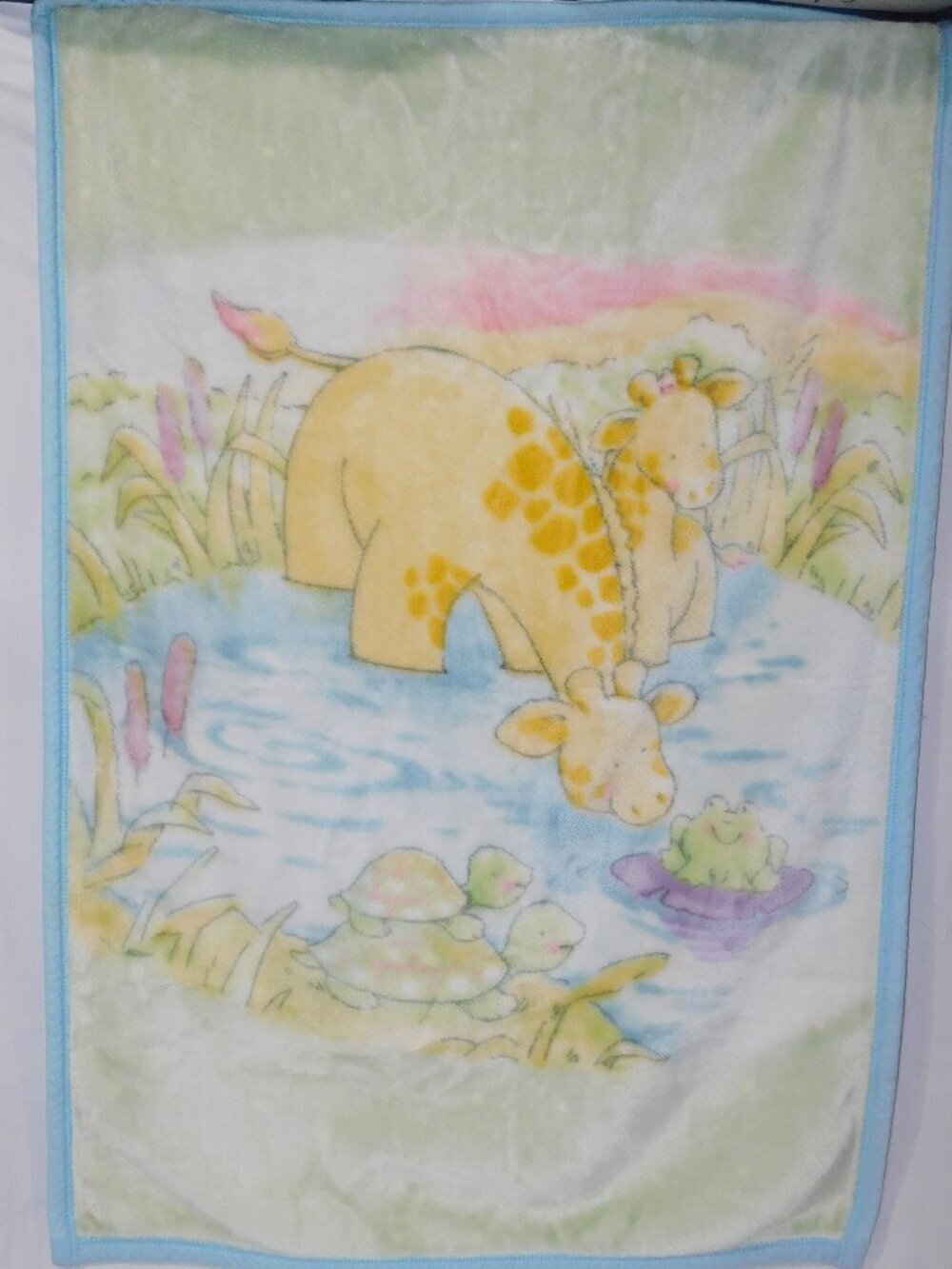 VTG 90s  Little Pond Cathy Heck Baby Toddler Plush Fleece Blanket 29" x 43"